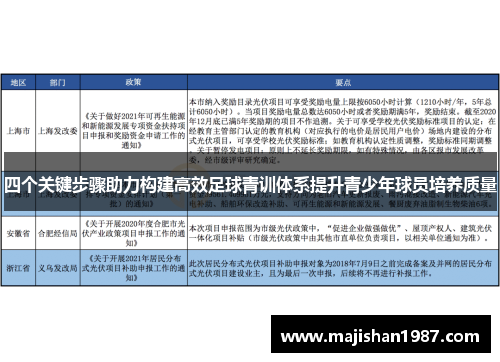 四个关键步骤助力构建高效足球青训体系提升青少年球员培养质量
